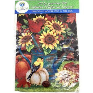 Welcome Fall Garden Flag Cardinal Bird Pumpkin Flower Thanksgiving Rustic Decor